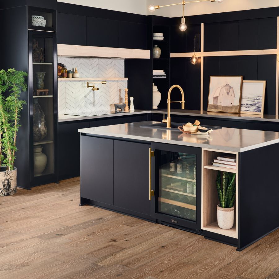 Hardwood flooring in a kitchen