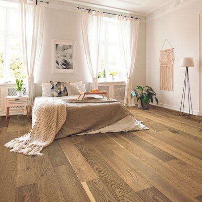hardwood floors in a bright Wenatchee bedroom